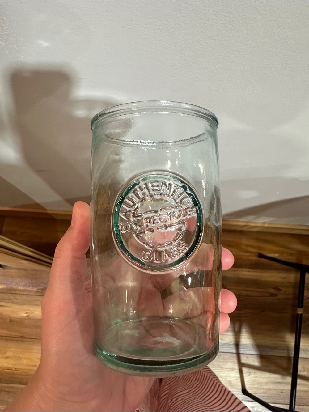 Stamped Clear Recycled Glass Drinking Jar